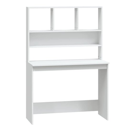 Bureau met schappen 102x45x148 cm bewerkt hout wit