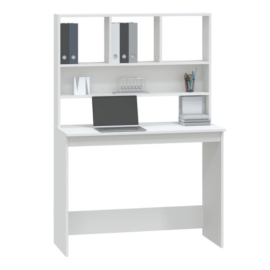 Bureau met schappen 102x45x148 cm bewerkt hout wit