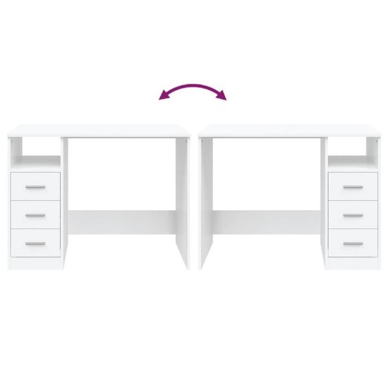 Bureau met lades 102x50x76 cm bewerkt hout wit