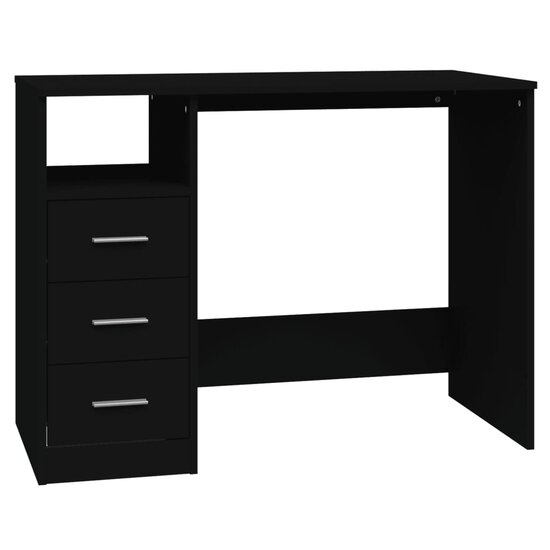 Bureau Met Lades 102X50X76 Cm Bewerkt Hout Zwart