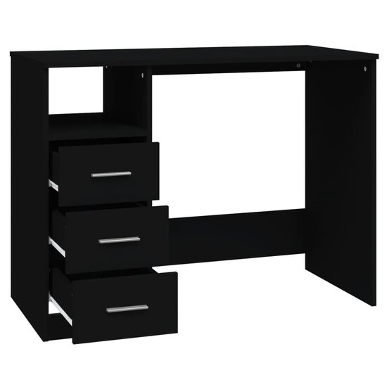 Bureau Met Lades 102X50X76 Cm Bewerkt Hout Zwart