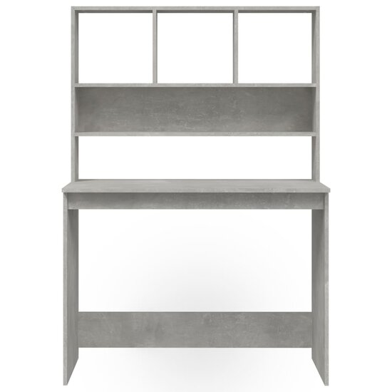 Bureau Met Schappen 102X45X148 Cm Bewerkt Hout Betongrijs