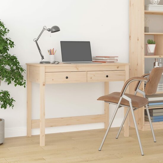 Bureau Met Lades 100X50X78 Cm Massief Grenenhout Naturel
