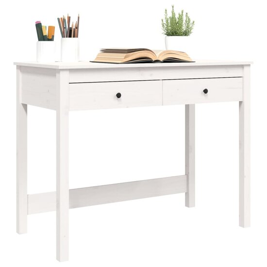 Bureau met lades 100x50x78 cm massief grenenhout wit