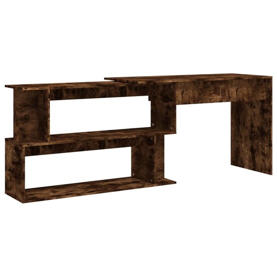 Hoekbureau 200x50x76 cm bewerkt hout gerookt eikenkleur