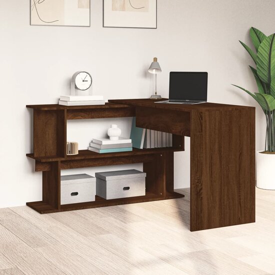 Hoekbureau 200X50X76 Cm Bewerkt Hout bruin eikenkleur