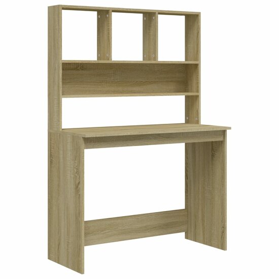 Bureau met schappen 102x45x148 bewerkt hout sonoma eikenkleur