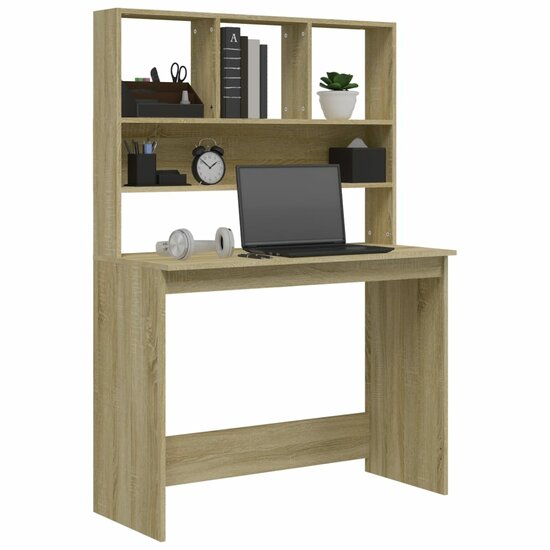 Bureau met schappen 102x45x148 bewerkt hout sonoma eikenkleur
