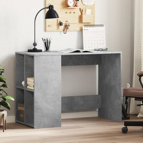 Bureau 102X50X75 Cm Bewerkt Hout Betongrijs