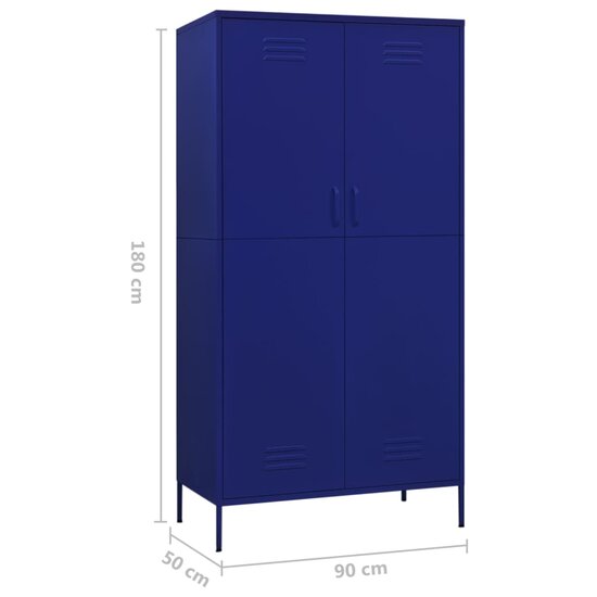 Kledingkast 90x50x180 cm staal marineblauw