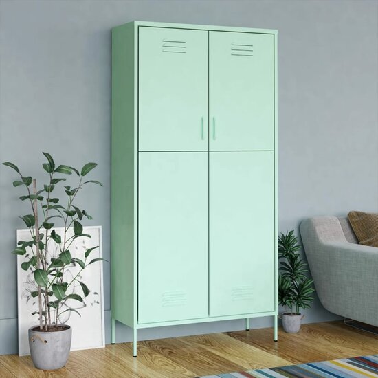 Kledingkast 90X50X180 Cm Staal Mintkleurig Mintgroen
