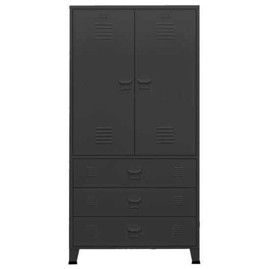 Kledingkast industrieel 90x50x180 cm metaal zwart