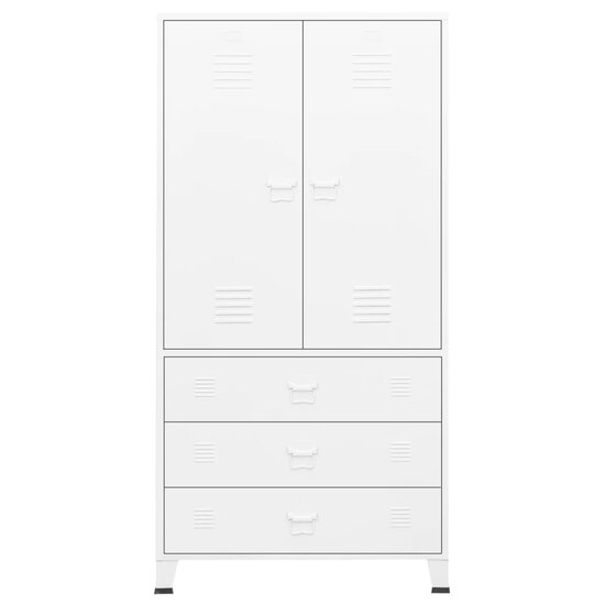 Kledingkast Industrieel 90X50X180 Cm Metaal Wit