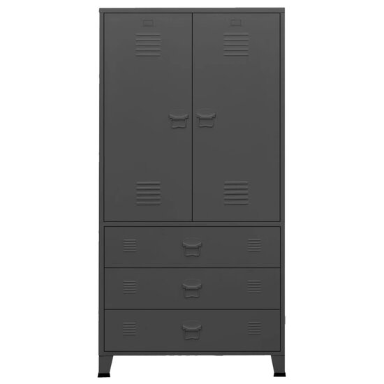 Kledingkast industrieel 90x50x180 cm metaal antracietkleurig