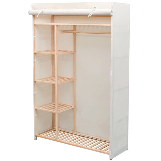 Kledingkast Stof En Grenenhout 110X40X170 Cm Wit