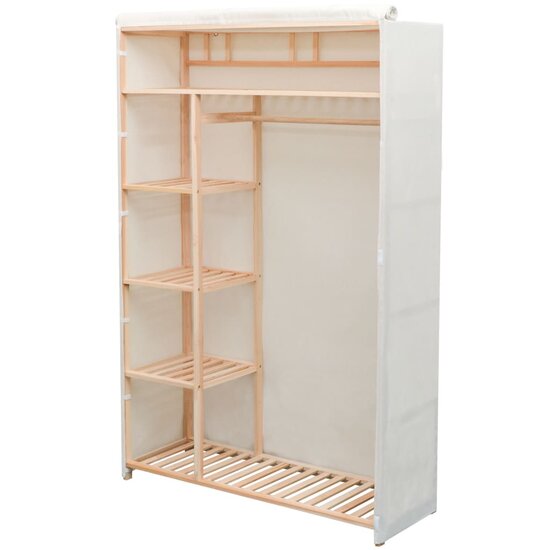 Kledingkast Stof En Grenenhout 110X40X170 Cm Wit