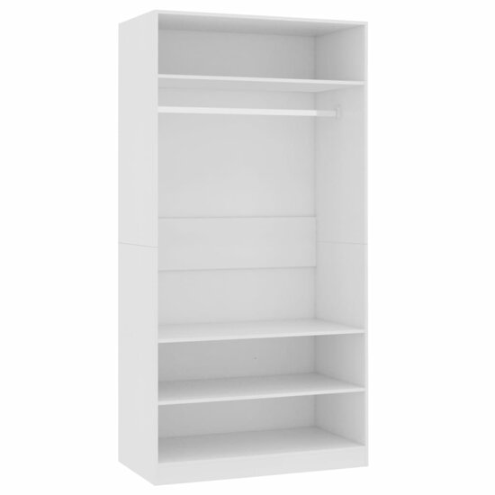 Kledingkast Bewerkt Hout Wit 3 schappen 100 x 50 x 200 cm
