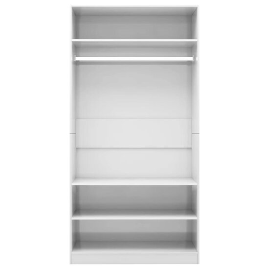 Kledingkast Bewerkt Hout Hoogglans Wit 3 schappen 100 x 50 x 200 cm