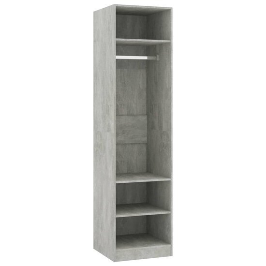 Kledingkast Bewerkt Hout Betongrijs 3 schappen 50 x 50 x 200 cm
