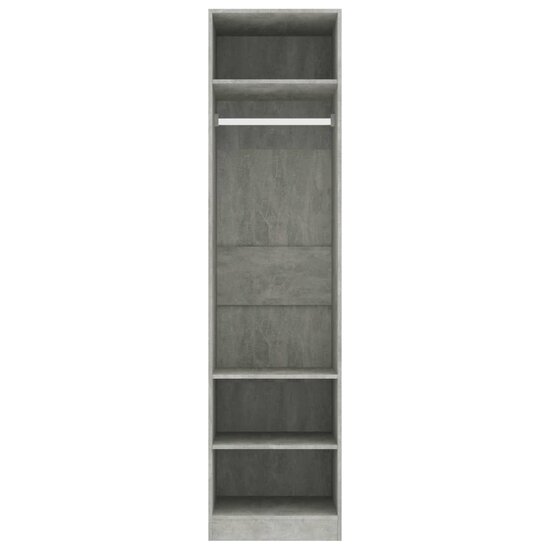 Kledingkast Bewerkt Hout Betongrijs 3 schappen 50 x 50 x 200 cm