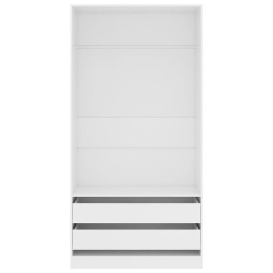 Kledingkast 100x50x200 cm bewerkt hout wit