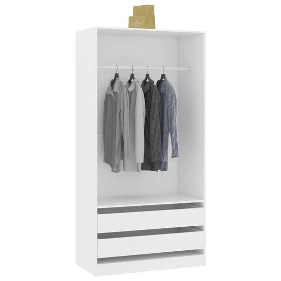 Kledingkast 100x50x200 cm bewerkt hout wit