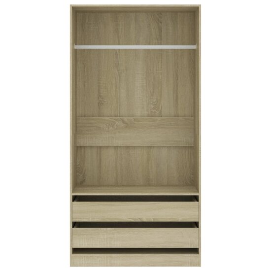 Kledingkast Bewerkt Hout Kleurig Sonoma Eiken 2 lades 100 x 50 x 200 cm