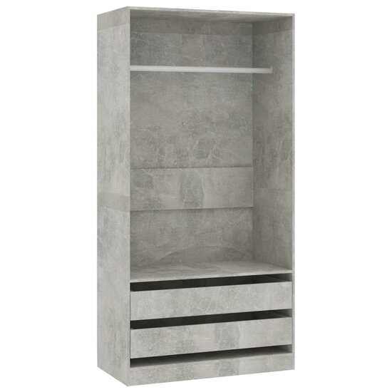 Kledingkast 100x50x200 cm bewerkt hout betongrijs