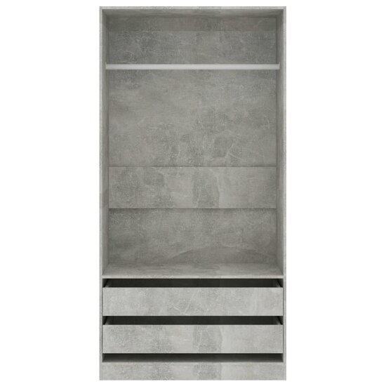 Kledingkast 100x50x200 cm bewerkt hout betongrijs