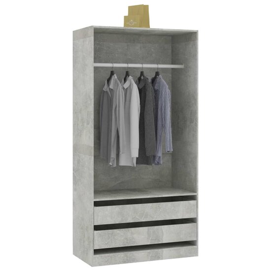 Kledingkast 100x50x200 cm bewerkt hout betongrijs