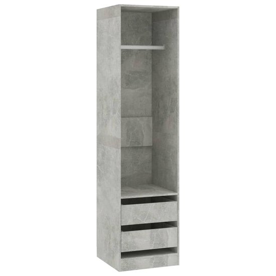 Kledingkast met lades 50x50x200 cm bewerkt hout betongrijs