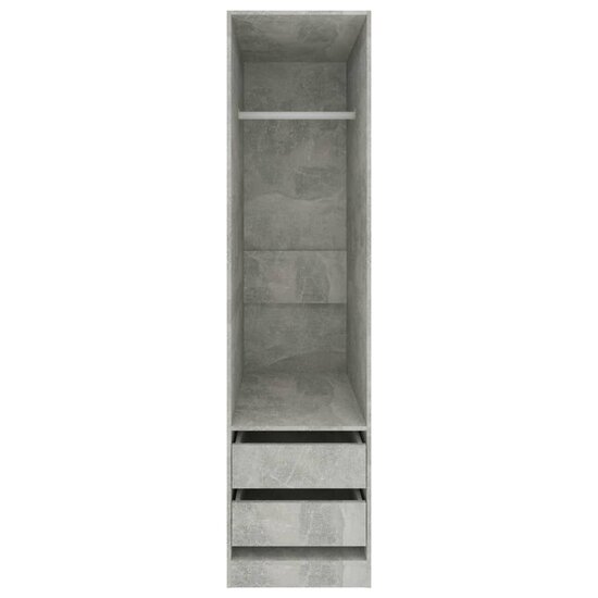 Kledingkast met lades 50x50x200 cm bewerkt hout betongrijs