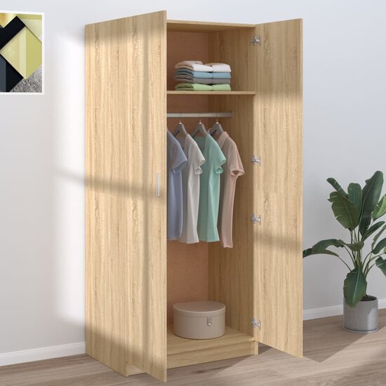 Kledingkast 80x52x180 cm bewerkt hout sonoma eikenkleurig