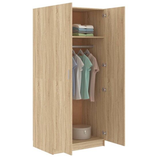 Kledingkast 80x52x180 cm bewerkt hout sonoma eikenkleurig