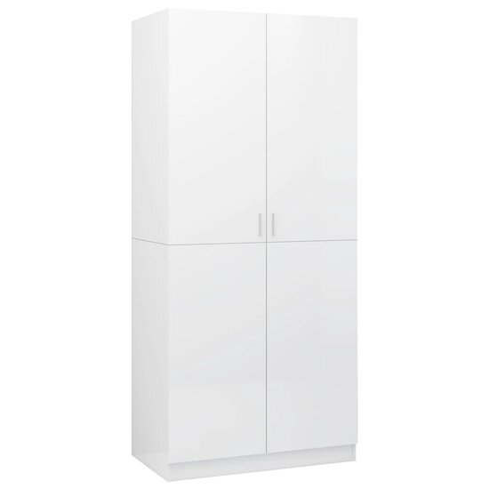 Kledingkast 80X52X180 Cm Bewerkt Hout Hoogglans wit