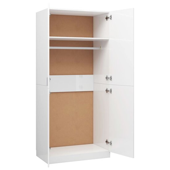 Kledingkast 80X52X180 Cm Bewerkt Hout Hoogglans wit