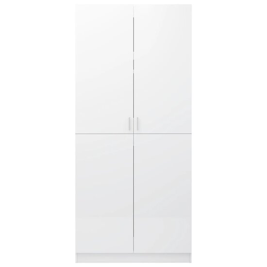 Kledingkast 80X52X180 Cm Bewerkt Hout Hoogglans wit