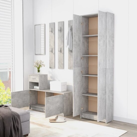 Gangkast 55x25x189 cm bewerkt hout betongrijs