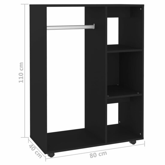 Kledingkast 80x40x110 cm bewerkt hout zwart